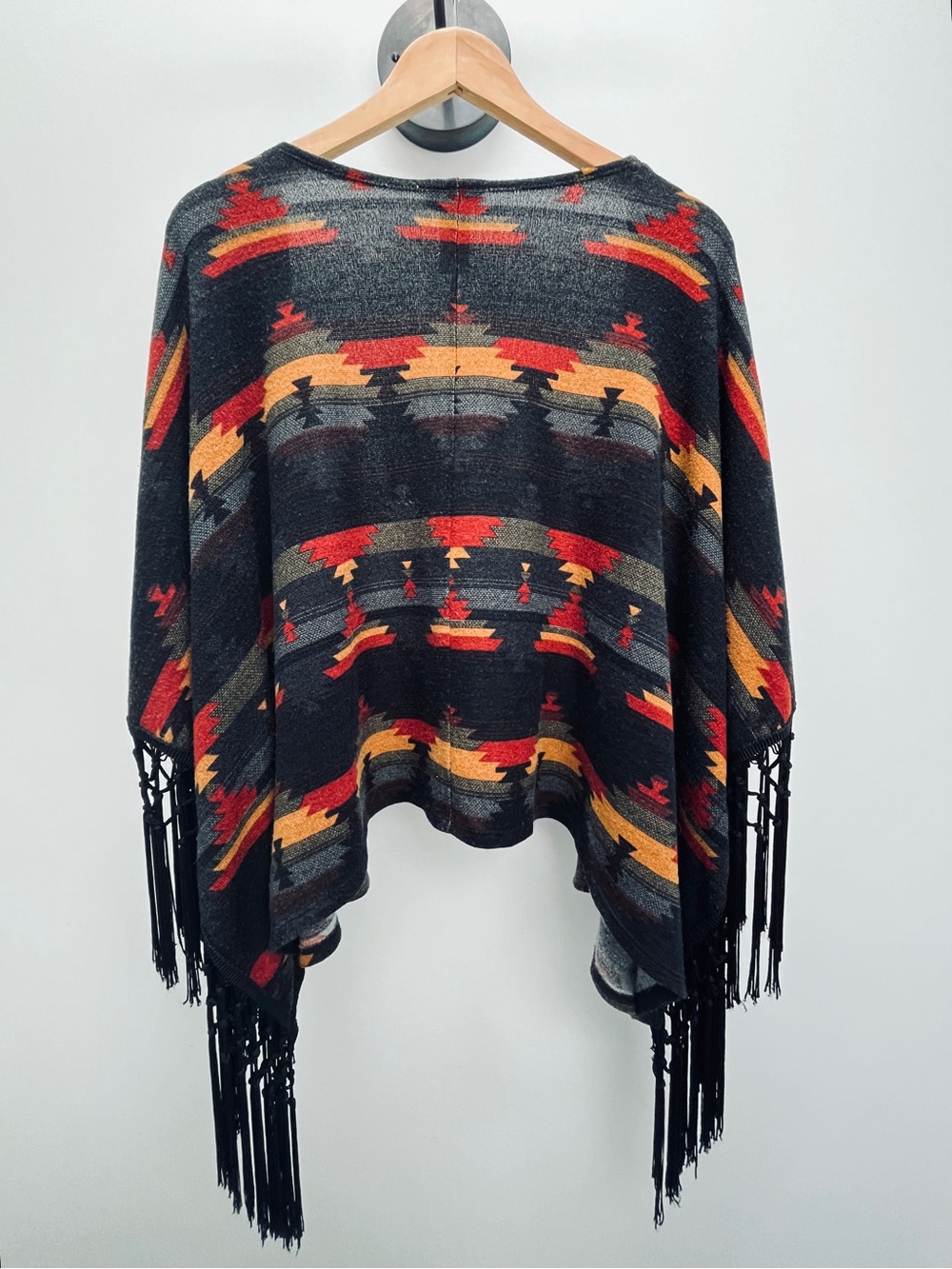 Wrangler Fringe Aztec Print Poncho Shawl